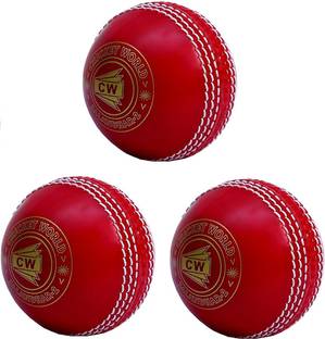 CW Pack of 3 Synthetic All Red Spin Sports Cricket Cricket Synthetic Ball