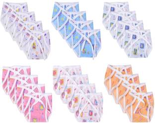 Fareto New Born Baby Single layer Cotton Nappy/Indian Style Langots/Tying Knots Cloth Nappy, Pack Of 24 Pcs, Reusable & Washable