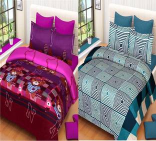 Swiss India Polycotton Double Flat 180 TC Cartoon Bedsheet