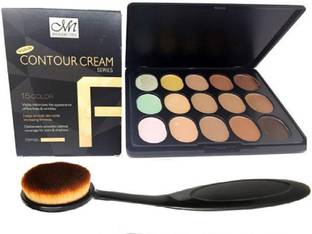 MN 15 Colors Contour Face Cream Makeup Concealer Palette + Make up Brush(Set of-2)