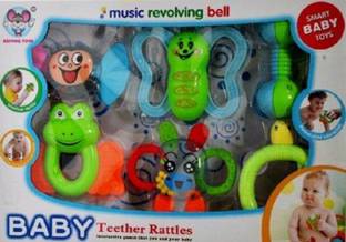 BEST SHOP BABY TEETHER RATTLE-COMBINATION OF TWO IN ONE-THEETHER CUM RATTLE IN ONE PACK(6 TEETHER RATTLE) Rattle