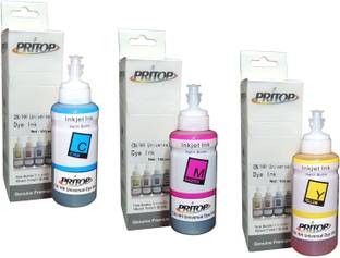 pritop -INK BOTTLES CYAN/MAGENTA/YELLOW CN/HP 100ML (Pack of 3) FOR HP DESKJET 1050 , 2050A , 1510 , D2568 , D5568 , 2540 , 2510 , 2132 , 2131 , 1111 , 1112 HP OFFICEJET 4500 , J4580 etc, AND FOR CANON MODELS 3570 , MG2170 , MP245 , MP486 , MX357 , MG2470 , 2570, IP2870 and many more . Tri-Color Ink Cartridge