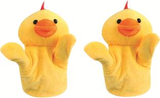 Skylofts Duck Animal Soft Toy Hand Puppets for Kids , Multi Color (Pack of 2)  - 15 cm