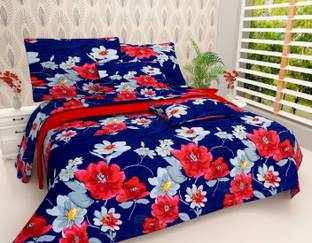 MANGAL Polycotton Double Flat 144 TC Floral Bedsheet