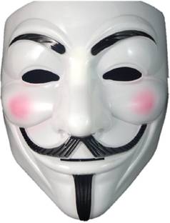 White Color Anonymous V for Vendetta Face Mask (Set of 1) White Toys & Games