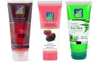 ASTABERRY Wine Face wash + Skin Whitening Face wash + Neem & Aloe Face wash 100 Each Face Wash