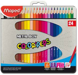 Maped Color'Peps 24 Shades Color Pencils Metal Box Triangular Shaped Color Pencils