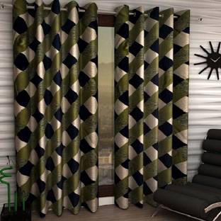 Phyto Home 213 cm (7 ft) Polyester Semi Transparent Door Curtain (Pack Of 2)