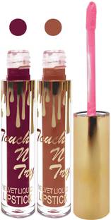 femina09 cosmetics makeup velvet matte liquid lipstick enriched with vitamin E fashion color combo set of 2
