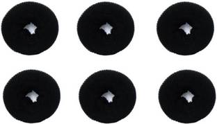 Majik Attractive 10 cm Donut set of 6 Black Hair Band (Black) Bun