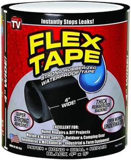 MK Water Leak Rubberized Waterproof Seal Flex Seal Flex Tape Super Strong Adhesive 4" X 5' Sealant Tape - Black 5 cm Floor Marking Tape