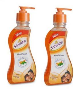 Santoor Classic Sandalwood and Tulsi-215ml+215ml Pump Bottle (pack of 2 pc) Hand Wash Pump Dispenser