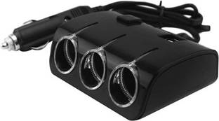 ACCESSOREEZ Socket Universal 3 Way Car Cigarette Charger - Black Car Cigarette Lighter
