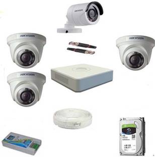 HIKVISION FULL HD 2MP CAMERAS COMBO KIT 4CH HD DVR+ 1 BULLET CAMERAS + 3 DOME CAMERAS+1TB HARD DISC+ WIRE ROLL +SUPPLY & ALL REQUIRED CONNECTORS,DVR Security Camera