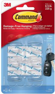 3M Command™ Clear Mini Hooks -6 hooks, 8 strips Hook 6