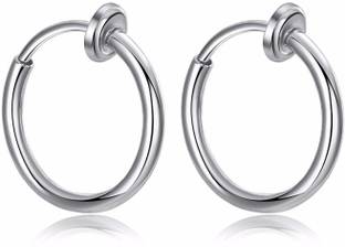 ShopOlica Earrings Silver Lip Nose Belly Eyebrow Earrings Body Jewellery for Men & Women Metal Huggie Earring
