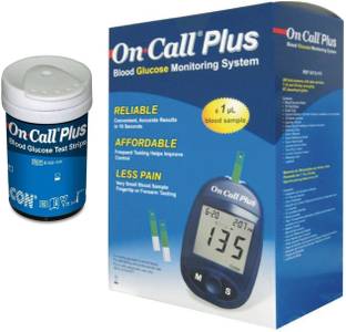 On Call Plus Glucometer 50 Strips with blood Glucose Meter 50 Glucometer Strips