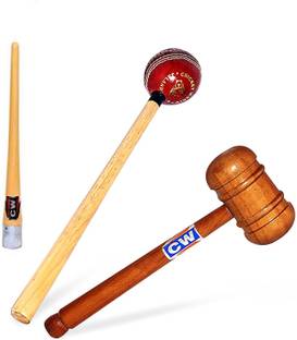 CW 3 Item Pack Set Combo Cricket Bat Wood Bat Mallet