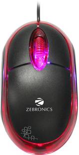 ZEBRONICS zebronics neon black and red Wired Ambidextrous Optical Mouse