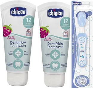 Chicco Two straberry tooth paste with tooth brush