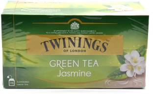 TWININGS Green Tea Jasmine, 25 Tea Bags - 45g Jasmine Green Tea Bags Box