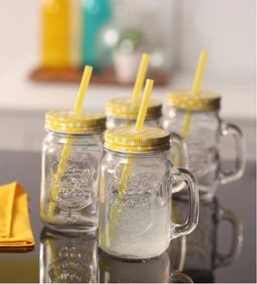 ROXX Mason Jar Yellow 4pcs Glass Mason Jar