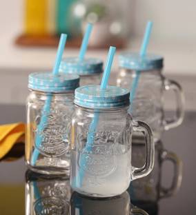 ROXX Mason jar Blue 2pc Glass Mason Jar