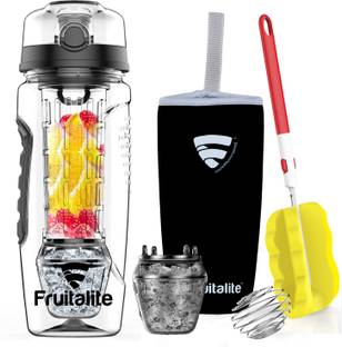 Fruitalite Fruit Infuser Water Bottle-1 Ltr:POLAR EDITION,ft.Polar Ice Gel Ball Infusion Rod 1000 ml Bottle