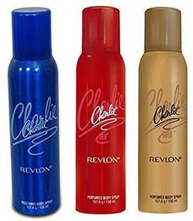 Revlon Charlie's Deo Combo-Red, Blue and Gold Gift Set... Deodorant Spray  -  For Women