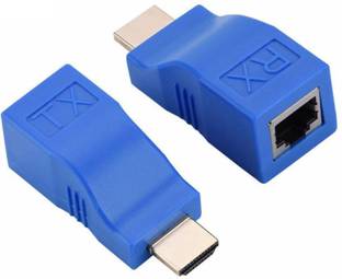 microware HDMI Adapter 0.003 m HDMI Extender to RJ45 Over Cat 5e/6 Network LAN Ethernet Adapter HDMI Adapter (Blue)