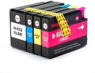 PRINTWELL 932XL & 933XL Combo Ink Cartridge for HP 932 XL & 933 XL Ink Cartridges Combo for Use in HP OfficeJet Pro 6100, 6600, 6700, 7110, 7612, 7610, 7510, 7512 Printers Black + Tri Color Combo Pack Ink Cartridge