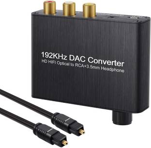 microware 5.1ch Digital Audio Decoder Optical Coaxial Toslink to Analog AC-3/DTS Converter 3.5mm Output with Optical Cable Media Streaming Device