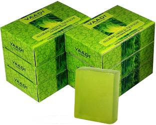 VAADI HERBALS Super Value Pack of 6 Alluring Neem-Tulsi Soap with Vitamin E & Oil (5 + 1 FREE)