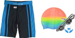 MATTZIG Dazzy (One Swimming Trunk + Cap + Goggle + One Nose Clip + One Pair ear Plugs) Swimming Kit