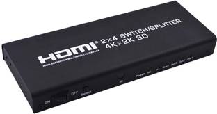 microware HDMI-Switch-Splitter-2-Input-4-Output-2x4-Support-SPDIF-AUX-3-5mm-3D-1080P Media Streaming Device