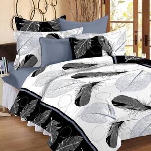 Indian Fashion 144 TC Cotton Double Self Design Flat Bedsheet