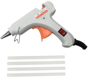 FADMAN WHITE MINI 20 WATT HOT MELT GLUE GUN AND ON OFF SWITCH AND INDICATOR WITH ONLY 4 STICKS Standard Temperature Corded Glue Gun