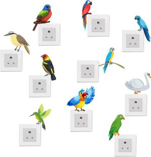 Happy Walls Colorful parrots switchboard stickers