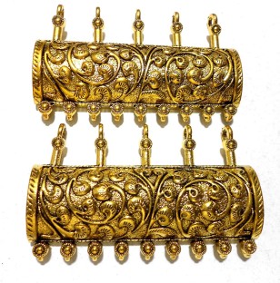 Combo of 4 GOELX Antique Golden Designer Lord Ganesha Pendants for Necklace Making Style 7