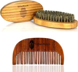 UrbanMooch 100% Boar Bristle Beard Brush & Shisham Wood Beard Comb