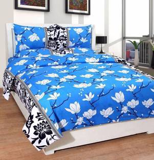 Gewar Patti Cotton Queen Flat 144 TC Floral Bedsheet