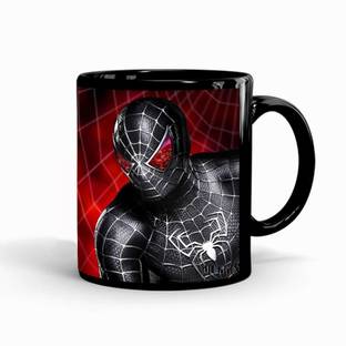 MUGKIN Dark Marvel Superhero Spiderman Official Printed (BLACK-SM8943564736829) Ceramic Coffee Mug