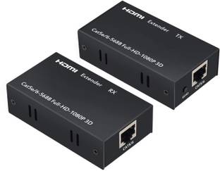 microware HDMI Extender 60m/196 ft Over Single Cat6e UTP Ethernet Cable Up to 60m for 1080P Support 3D,EDID(1x Transmitter+1x Receiver+ Power Adapters) Media Streaming Device