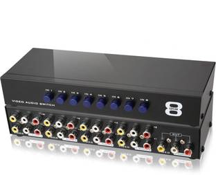 microware 8-way AV Switch CVBS RCA Splitter 8 Port Switch Adapter 8 In 1 Out Composite L/R Audio Video Switcher Selector BOX for DVD STB Game Consoles Media Streaming Device