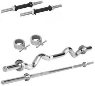 HOME 2 GYM COMBO-3 FT.STRAIGHT,3 FT.CURL,2 DUMBELL RODS Adjustable Dumbbell
