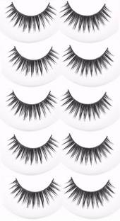 FOK Soft Natural Black Thick Long False Eyelashes Makeup Extension Pack Of 5 Pair Fake Eyelashes