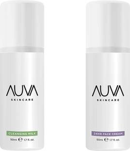 AUVA Summer Skin Care Routine -24hr Face Cream Sun Protection & Cleansing Milk