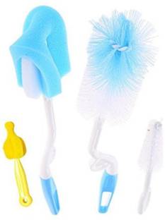 RKPM 4 Pcs Baby Milk Bottle Nipple Straw Brush Sponge Nylon Cleaning Brush Cleaner Bottle Tong Set