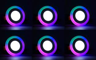 D'Mak 5 Watt Round PGB Color Multicolor Effect 3D Led Panel Light (Pack of 06) Ceiling Light Ceiling Lamp