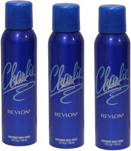 रेव्लॉन Charlie Blue Perfumed Combo Body Spray (450 ml, Pack of 3) डिओडोरेंट स्प्रे  -  महिलाओं के लिए